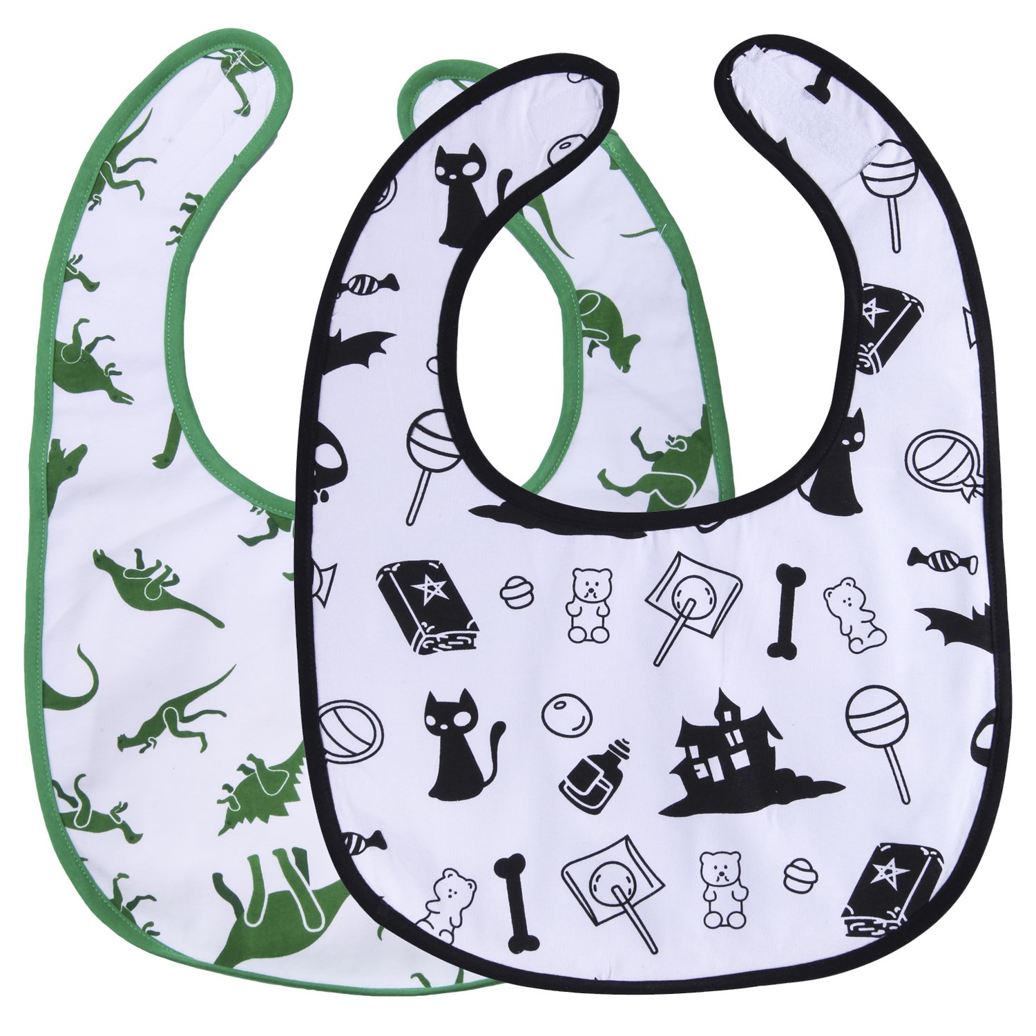 LittleForBig Big Sized Bib 2 Packs-Halloween Edition & Dinosaurs Pattern