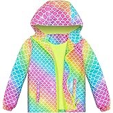 OlyPegic Girls Rain Jacket Waterproof Hooded Fleece Lined Lightweight Windbreaker Kids Windproof Jackets Raincoats Kids