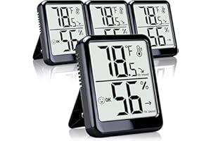 Azosowo 4-Pack Room Thermometer Indoor Hygrometer, Small Digital Temperature and Humidity Monitor Sensor, Temperature Humidity Gauge Meter for Home Baby Room, Plants, Pets - AAA Battery Included