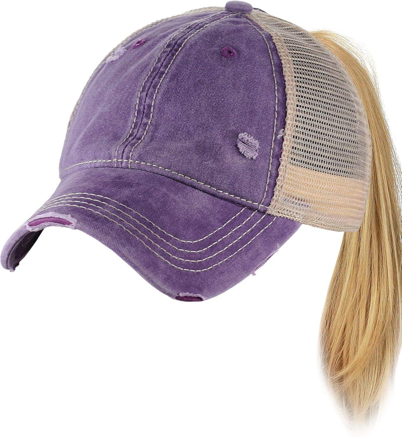 C.C Ponycap Messy High Bun Ponytail Adjustable Mesh Trucker Baseball Cap Hat, Black at  Women’s Clothing store