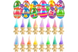 Holydeck 24 PCS Prefilled Easter Eggs with Mini Toys Inside Vintage Lucky Dolls Action Figures for Kids Boys Girls Easter Basket Stuffers Party Favors Easter Egg Hunt