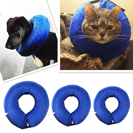 Aolvo Blau Hund Aufblasbarer Schutzkragen, Hundekragen E-Collar Cone Verhindern Haustiere von beißenden Verletzungen Hautauss