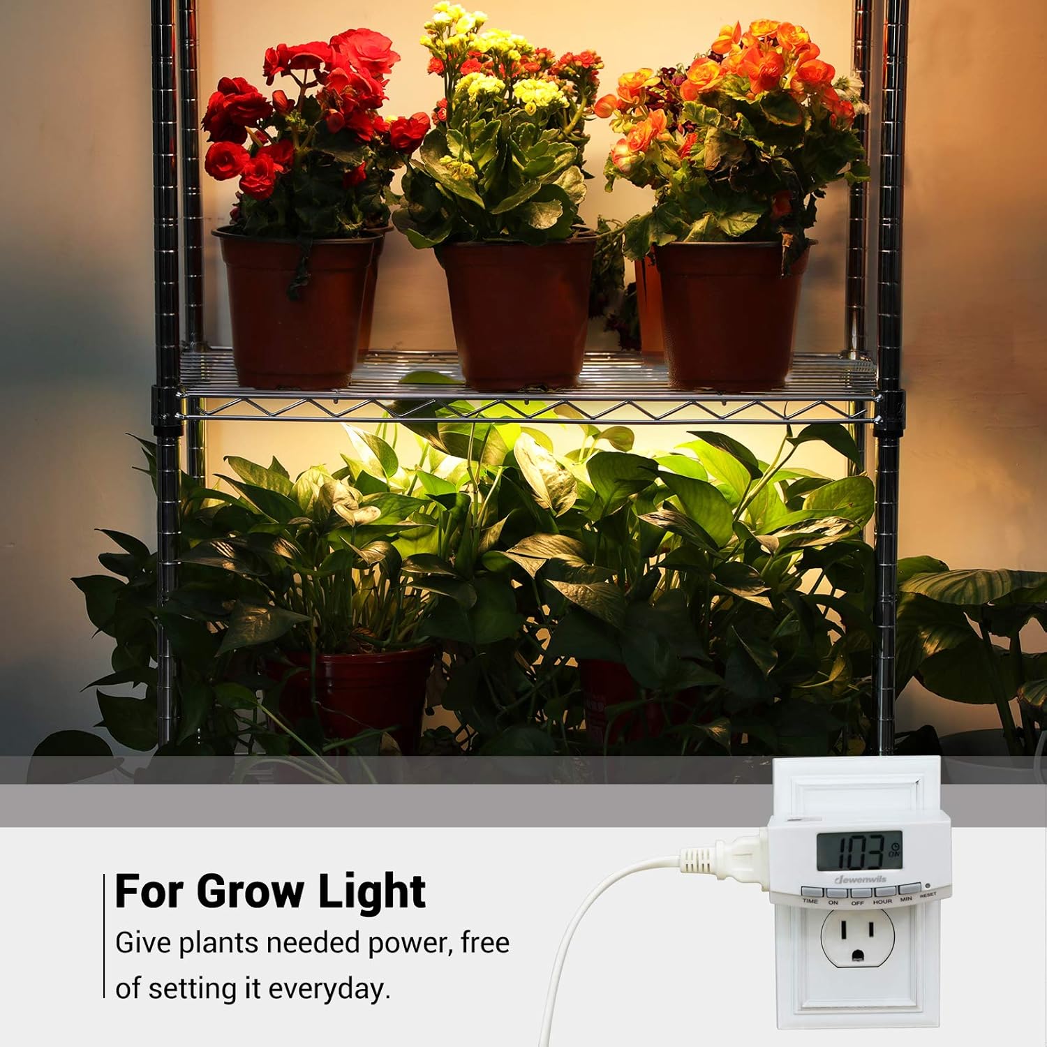 DEWENWILS Digital Outlet Timer Indoor, Plug in Electric Programmable Light Timer Switch with 1 Polarized Plug for Electrical Outlets, Grow Light, 1/2 HP, UL Listed, 2 Pack: Industrial & Scientific