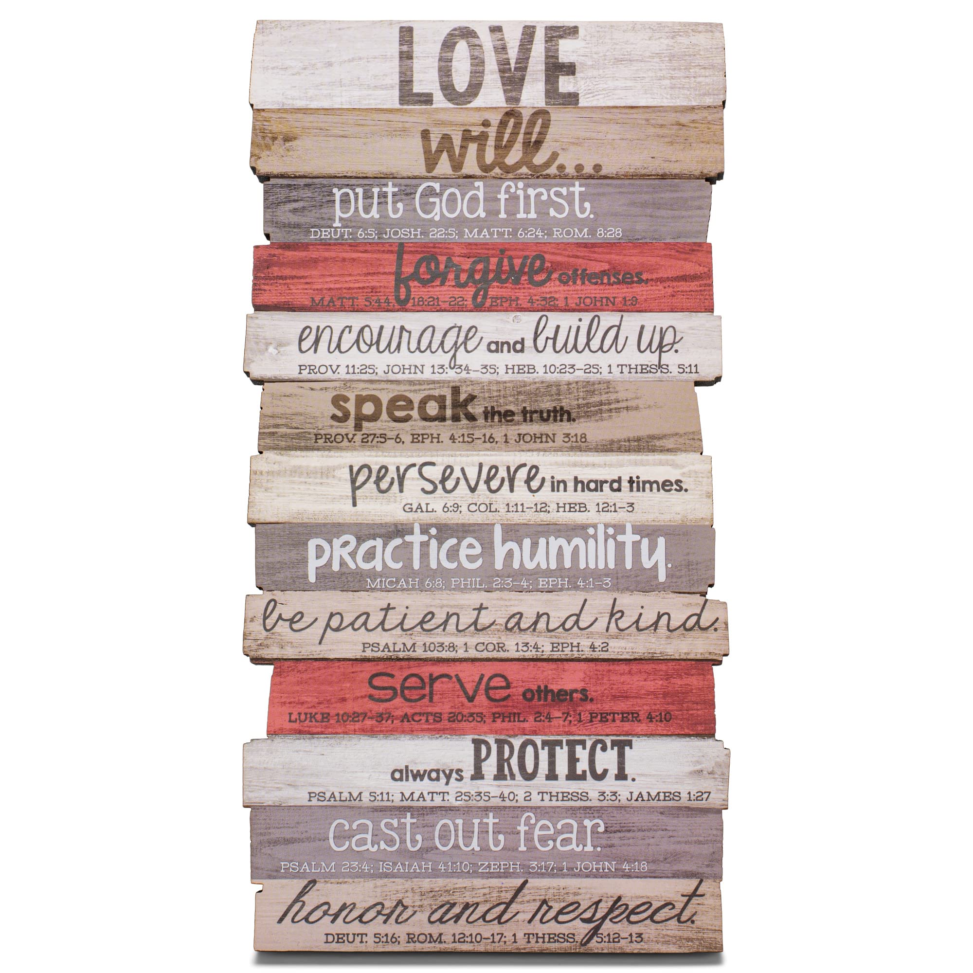 Lighthouse Christian Products Love Will Put God First Rustic Stacked Pallet 5 x 10 Wood Plaque