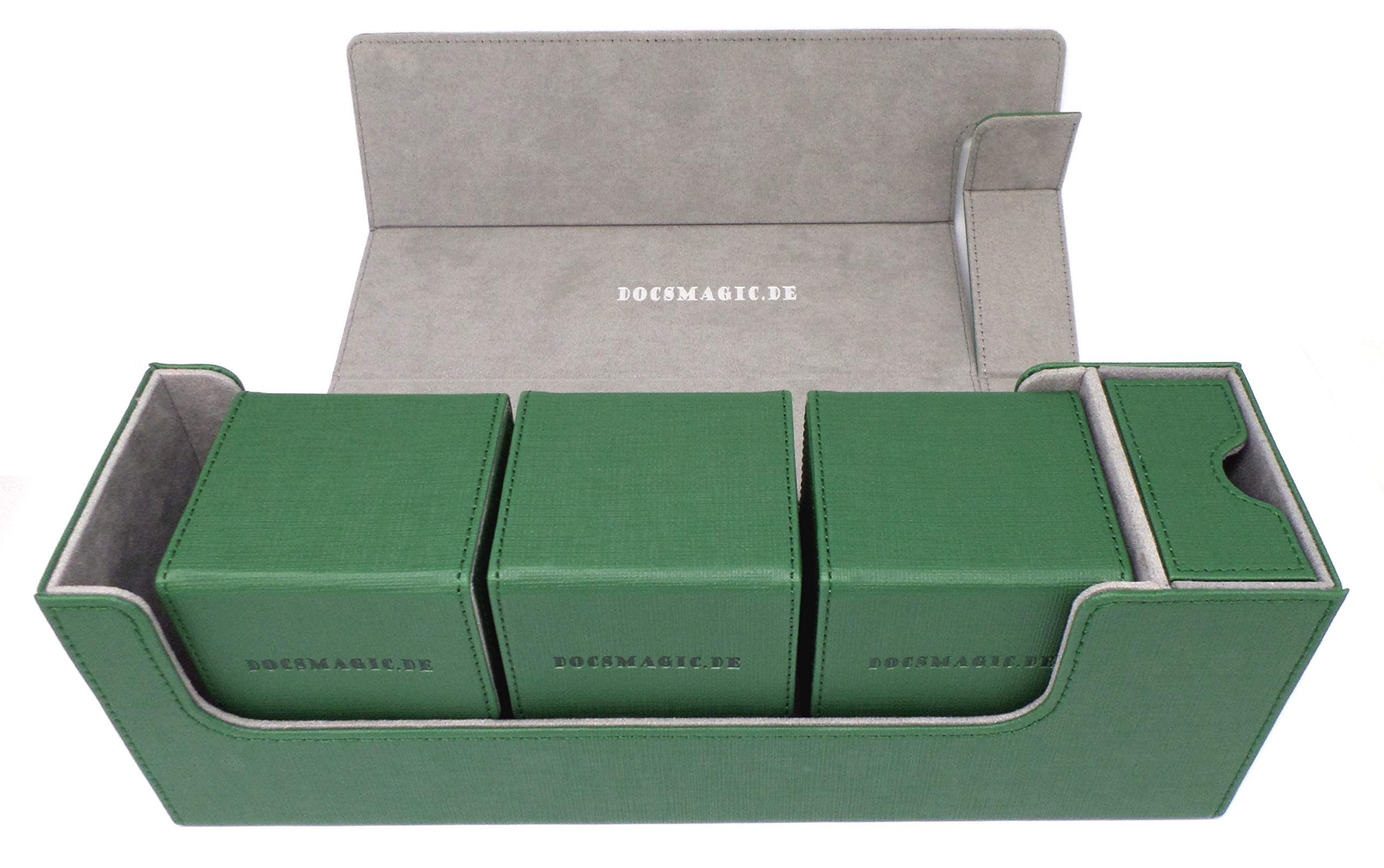 docsmagic.de Premium Magnetic Tray Long Box Dark Green Medium + 3 Flip Boxes — image 1