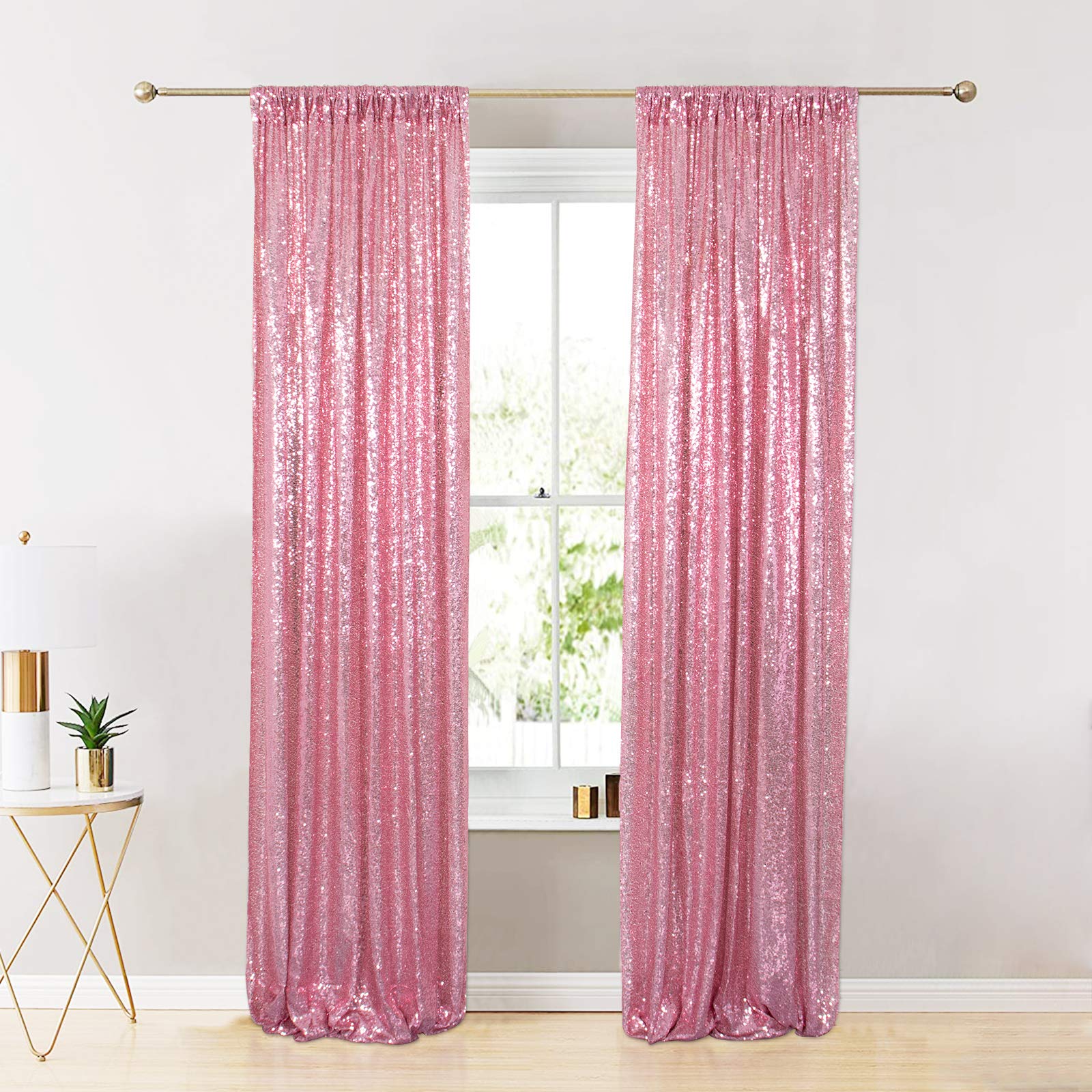 ShinyBeauty Sparkle Backdrop Curtain Fuchsia Pink 2