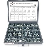 Grade 5 Hex Cap Bolts Screws, Nuts, Washers, Lock Washers Assortment Kit - 574 Pieces!