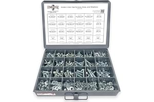 BOLTSANDNUTS.COM Grade 5 Hex Cap Bolts Screws, Nuts, Washers, Lock Washers Assortment Kit - 574 Pieces!