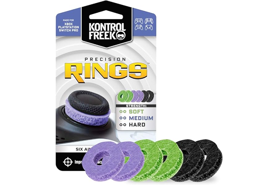 KontrolFreek Precision Rings | Aim Assist Motion Control for PlayStation 4 (PS4), PS5, Xbox One, XBX, Switch Pro & Scuf Controller (Black/Purple/Green)