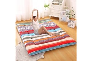 DPRRCX Japanese Floor Mattress,Roll Up Memory Foam Tatami Mat Easy to Store and Portable,Futon Mattress Suitable for Camping and Guest Room (Bohemia, Twin (80" x 36"))