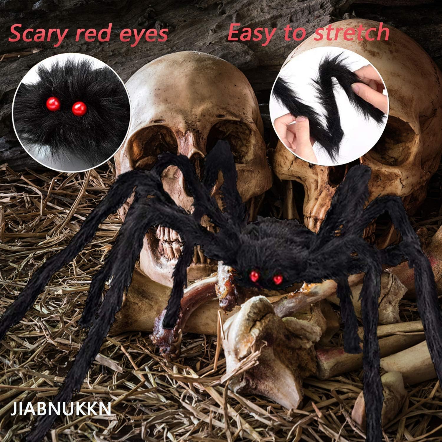 Lyplus Halloween Decorations Outdoor 16 FT Giant Spider Web with Large Spider 29.5", Stretch Cobwebs and 2 Small Spiders Outdoor Halloween Decorations Party Yard Lawn Decor Props for Haunted: Home & Kitchen