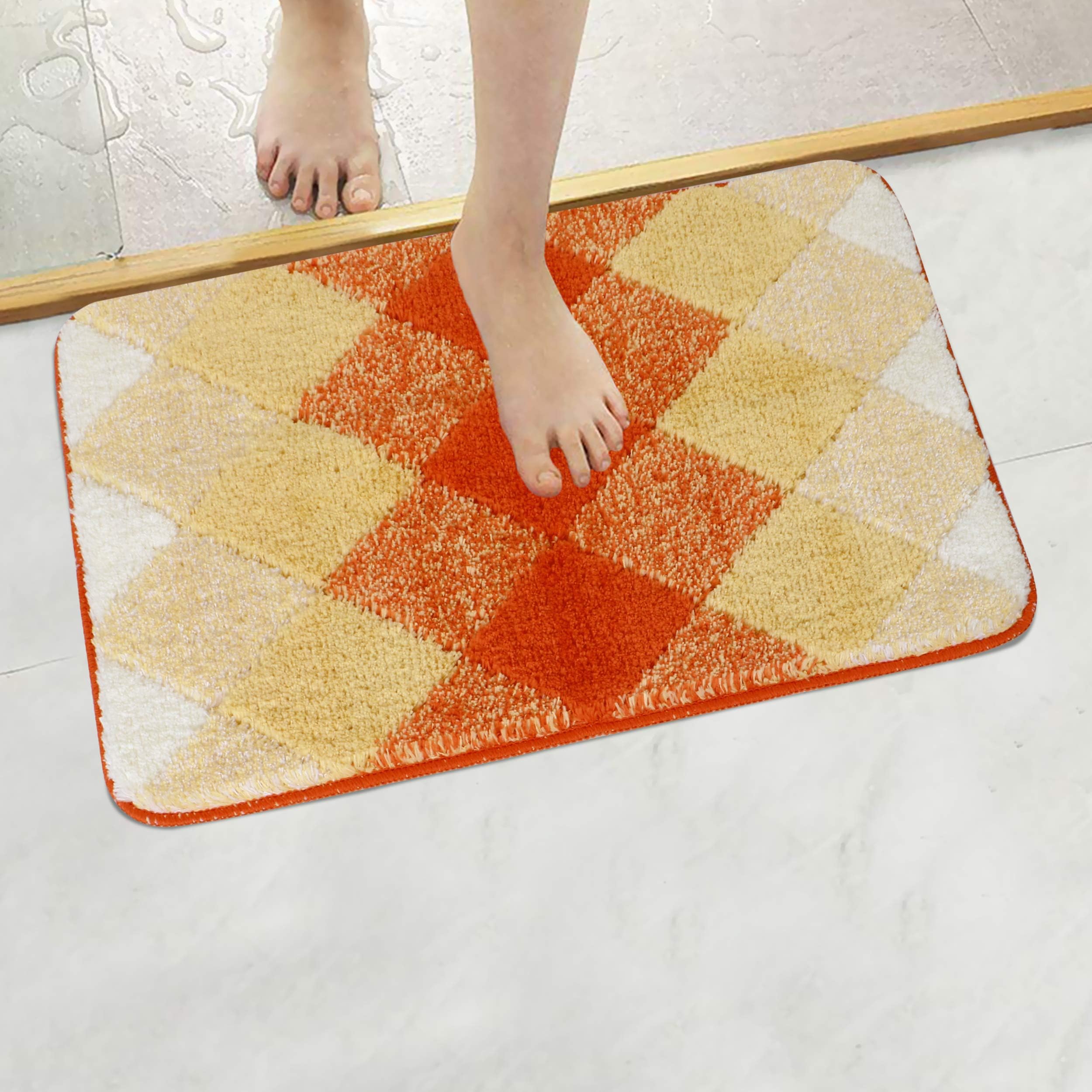 HOKIPO Soft Microfiber Bath Rugs Mats for Bathroom Indoor Home, 40x60cm, Orange (AR-2424-ORNG)