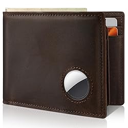 Mens Wallet With AirTag Holder, Bifold Leather RFID