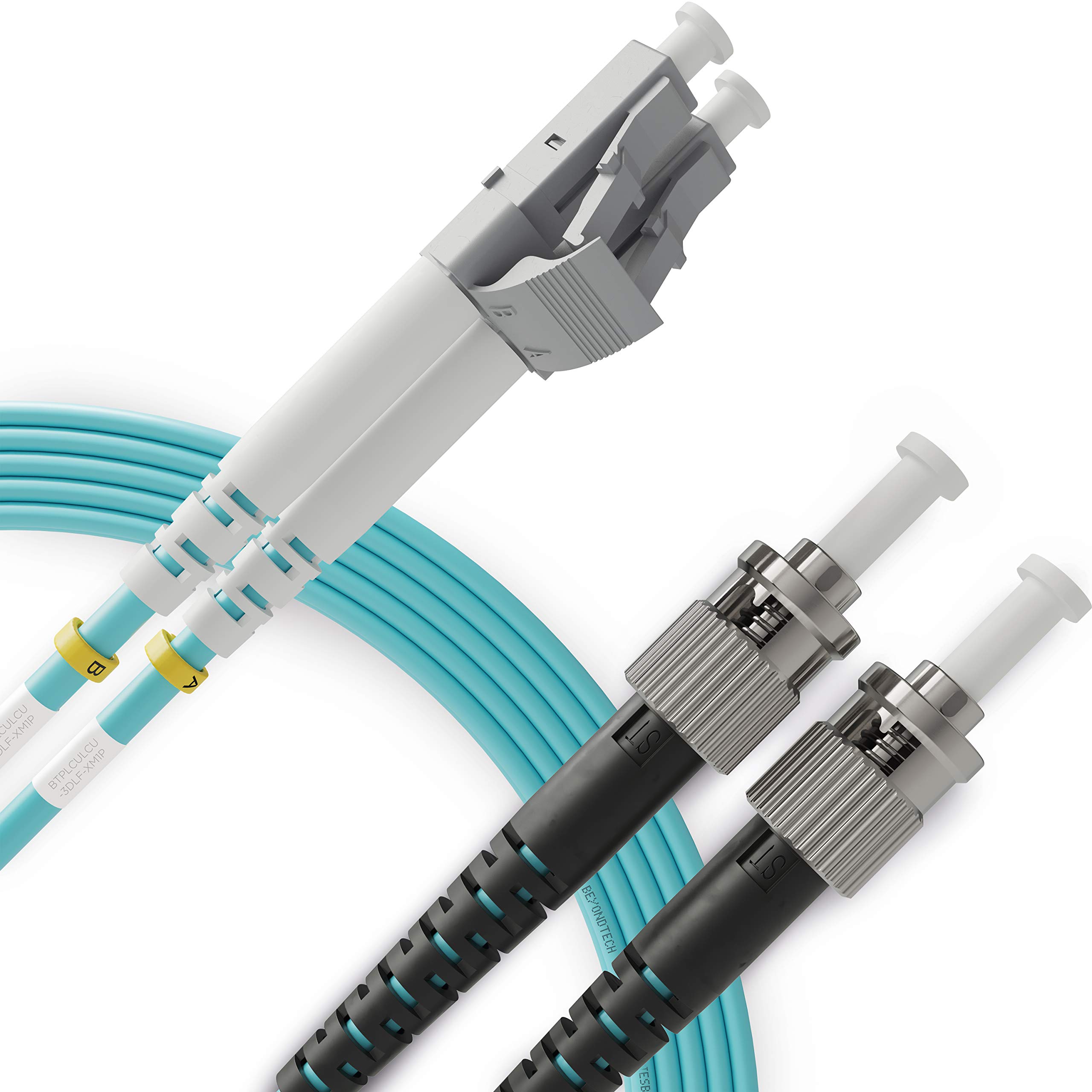 LC to ST OM3 Fibre Patch Cable Multimode (LSZH) 50/125 10G Duplex - 15M (1 Pack) - Beyondtech PureOptics Lead Series