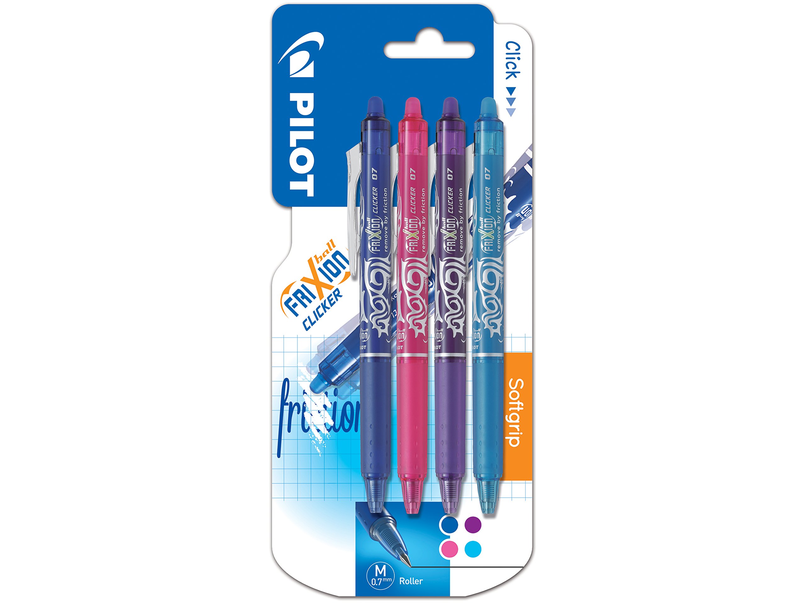 Pilot FriXion Ball 3 + 1 x (NBR + V or B) Non Retractable Gel Ink Rollerball Retractable Blue/Pink/Purple/Turquoise