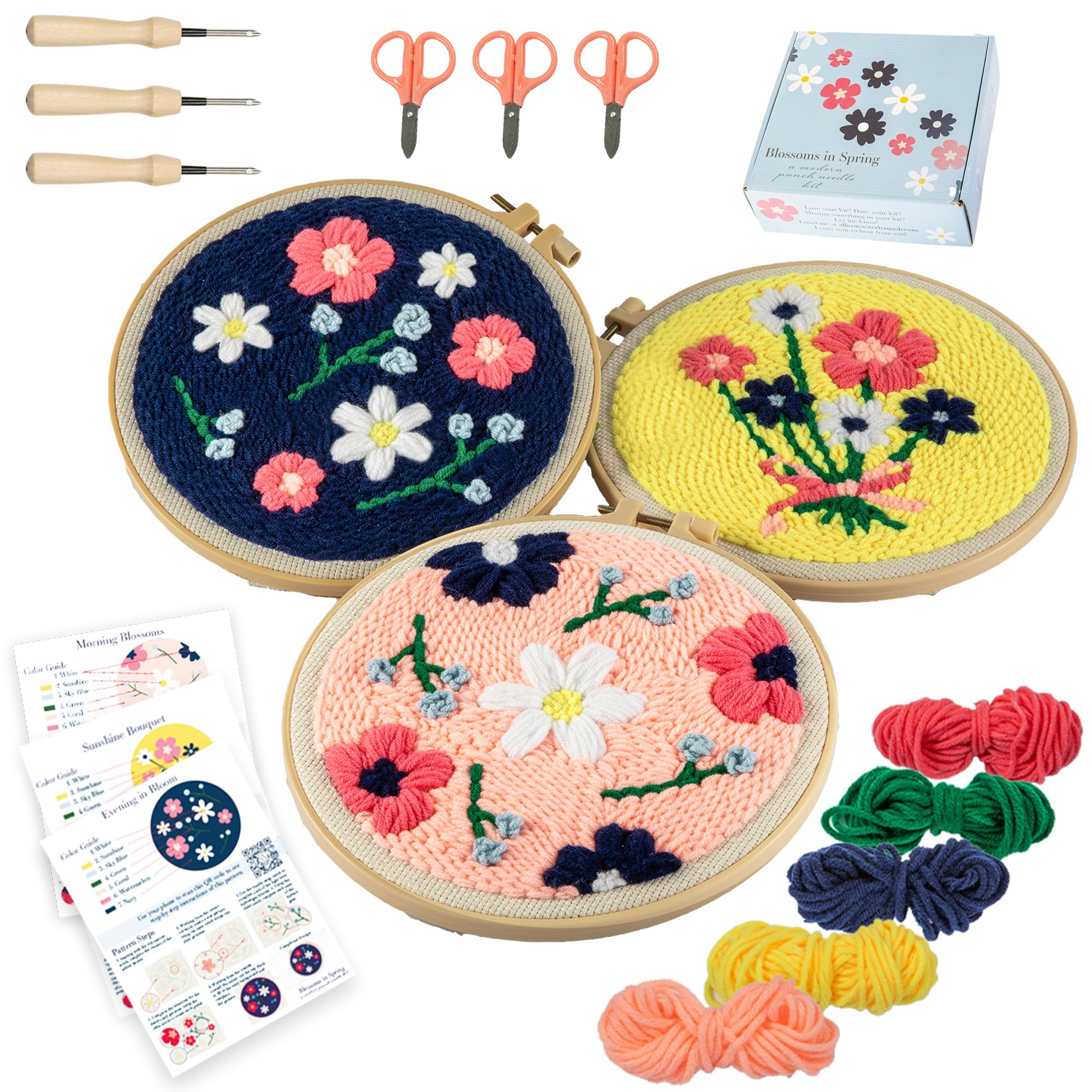 Sterlyng Ash Punch Needle Kit - Beginner Adults Embroidery Kit with Punch Needle Tool, Embroidery Hoop, Patterns, Yarn & Instructions