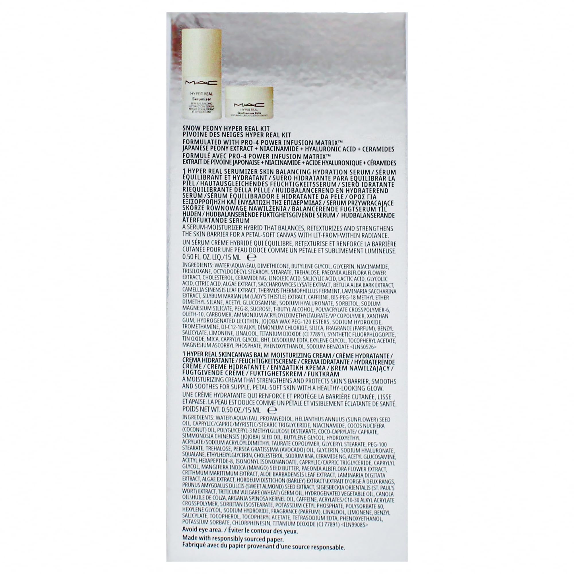 Bizzare Blizzard Snow Peony Hyper Real Kit by MAC for Women - 2 Pc 0.5oz Hyper Real Serum, 0.5oz Hyper Real Cream