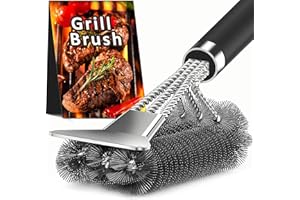 TNTOR Grill Brush with Scraper, 18" Adjustable Handle BBQ Grill Brush for Outdoor Grill, Extra Strong Grill Cleaner Accessories for Grill/Smoker/Gas/Charcoal Grill Cleaning-Gifts for Grill Wizard/Dad