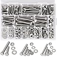 Hakkin 240Pcs Hex Bolts and Nuts Kit Stainless Steel Spring Washers Assortment Kit, 3/8" 1/4" 5/16", 10 SAE Sizes Machine Screws Set with Storage Case
