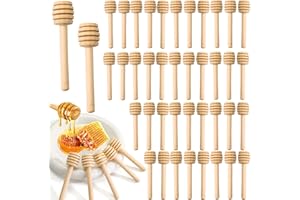 KEJJNYER 50 Pack Wooden Honey Dipper, 3 Inch Mini Honey Dipper Stick, Wood Honeycomb Stick, Mini Honey Stirrers for Honey Jar