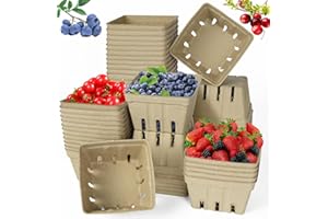 DADAB 30 Pack Natural Pulp Fiber Berry Basket, Molded Produce Vented Basket Kitchen Supplies for Strawberry Blueberry Raspberry, fruit baskets,berry containers,strawberry basket,berry,farmers market stand