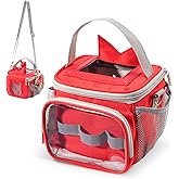 Hautton Carrying Case for Toniebox, Portable Storage Travel Bag for Tonies Figures Charging Station with Shoulder Strap Handle and Toniebox Ears Cover -Red