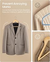 SONGMICS Wooden Hangers Set of 20 Coat Hangers with Shoulder Notches view 5
