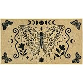 Butterfly Doormat Vintage Gothic Witchy Rug Goth Celestial Welcome Door Mat | Mysterious Butterfly Rug, Gothic Front Door Mat, Moon Star Moth Doormat Outdoor Entrance, Non Slip Floor Mat Porch Outside