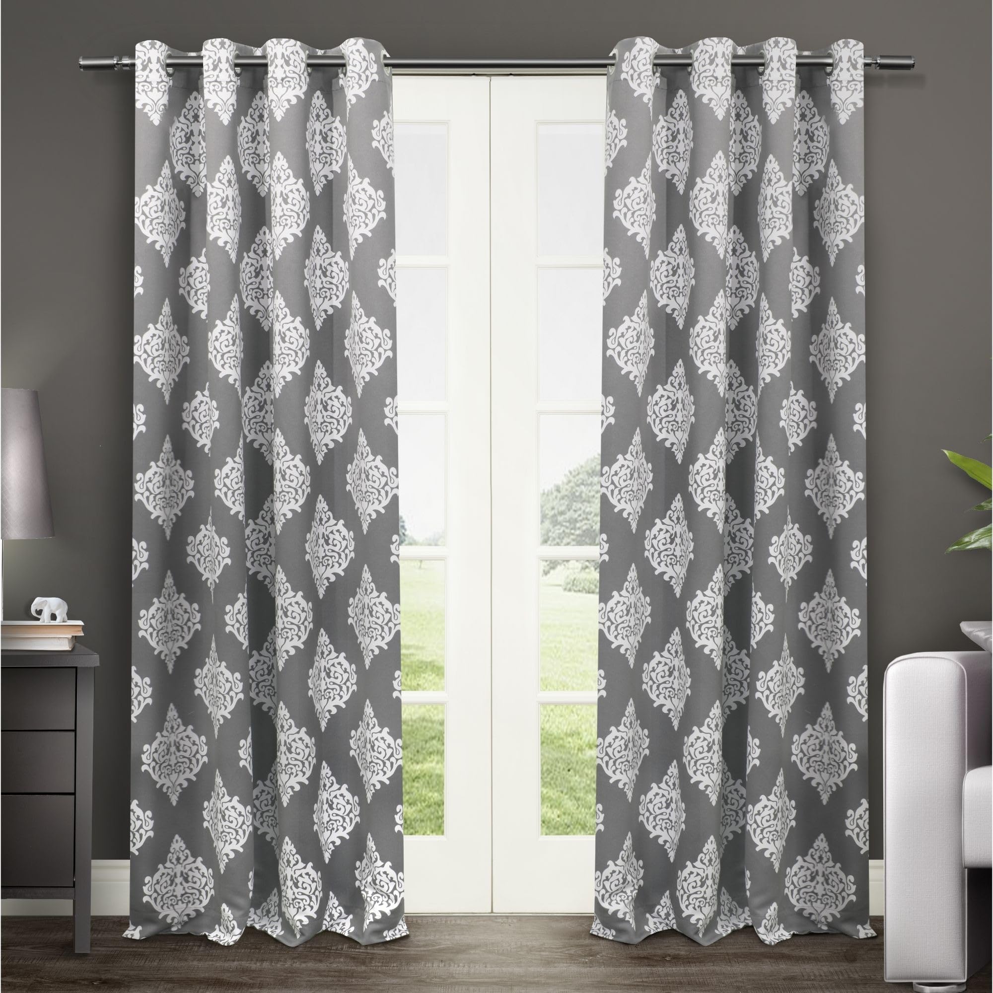 Exclusive Home Curtains Medallion Woven Blackout Grommet Top Panel Pair, Peacoat Blue, 52x96, 2 Piece — image 1