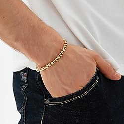 WP WEPICK 18K Gold Bracelets for Men Women Beaded