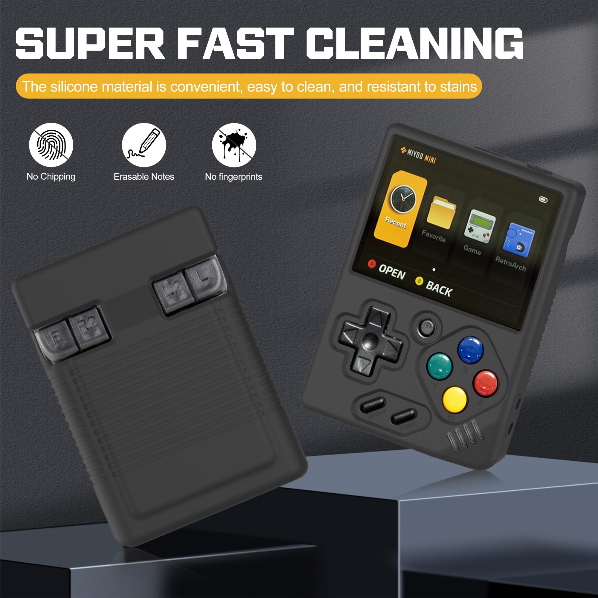 Silicone Case for Miyoo Mini V4 Handheld Game Console, Anti-Slip, Shock Proof, Soft Protective Case for Miyoo Mini V4 with Lanyard - Black