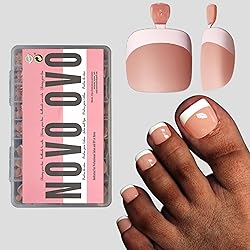 NOVO OVO Fake Toe Nail Tips Press on, French Tip