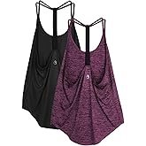 icyzone Workout Tank Tops for Women - Athletic Yoga Tops, T-Back Running Tank Top