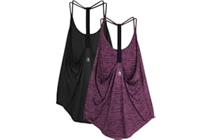 icyzone Workout Tank Tops for Women - Athletic Yoga Tops, T-Back Running Tank Top