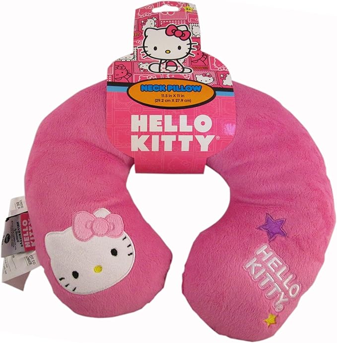 Hello Kitty Neck Rest Pillow Travel Cushion Pink with Hello Kitty Face with Pink Bow Amazon