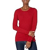 Amazon Essentials Women's Lightweight Long-Sleeve Cable Crewneck Sweater (Available in Plus Size)
