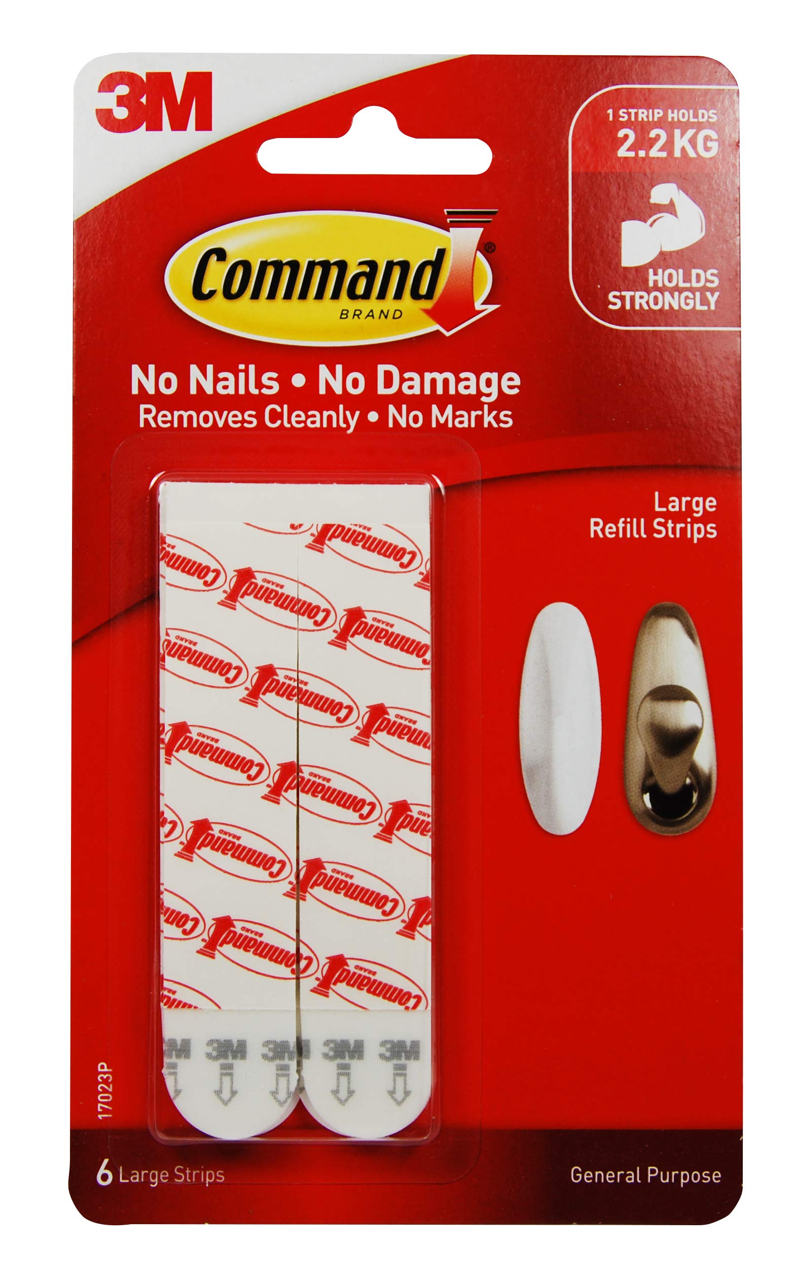 Command 17023P Large Refill Strips - White (Pack of 6)
