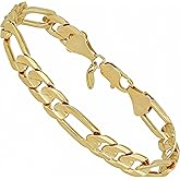 LIFETIME JEWELRY 9mm Figaro Chain Bracelet for Men & Women 24k Real Gold Plated