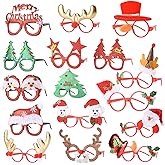 16 PCS Christmas Holiday Glasses for Kids & Adults ,Cute Christmas Glasses Frames,Fun Christmas Party Favors Festive Decorati