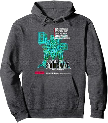 Metal Gear Box Art Japan Retro Gamer Classic 8-Bit Stealth Pullover Hoodie : Clothing, Shoes & Jewelry