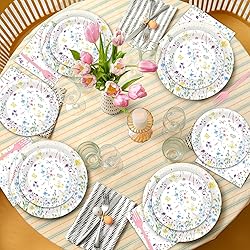 OBUSATT 100 Pcs Wildflower Paper Plates and Napkins