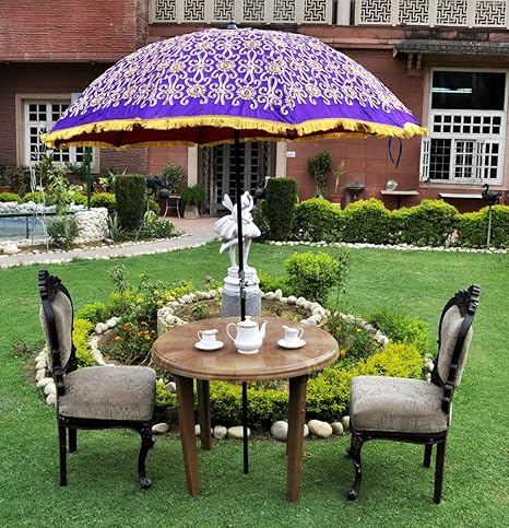 Lal Haveli Designer Embroidered Garden Umbrella Parasol Large 52 x 72 Inches