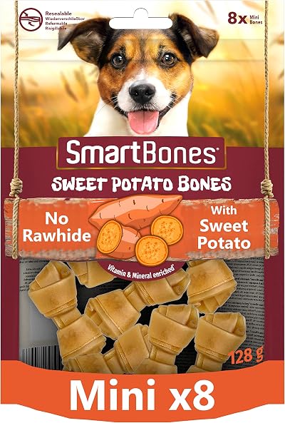 SmartBones 8 Mini Sweet Potato Bones Dog Treats Rawhide Free Chews