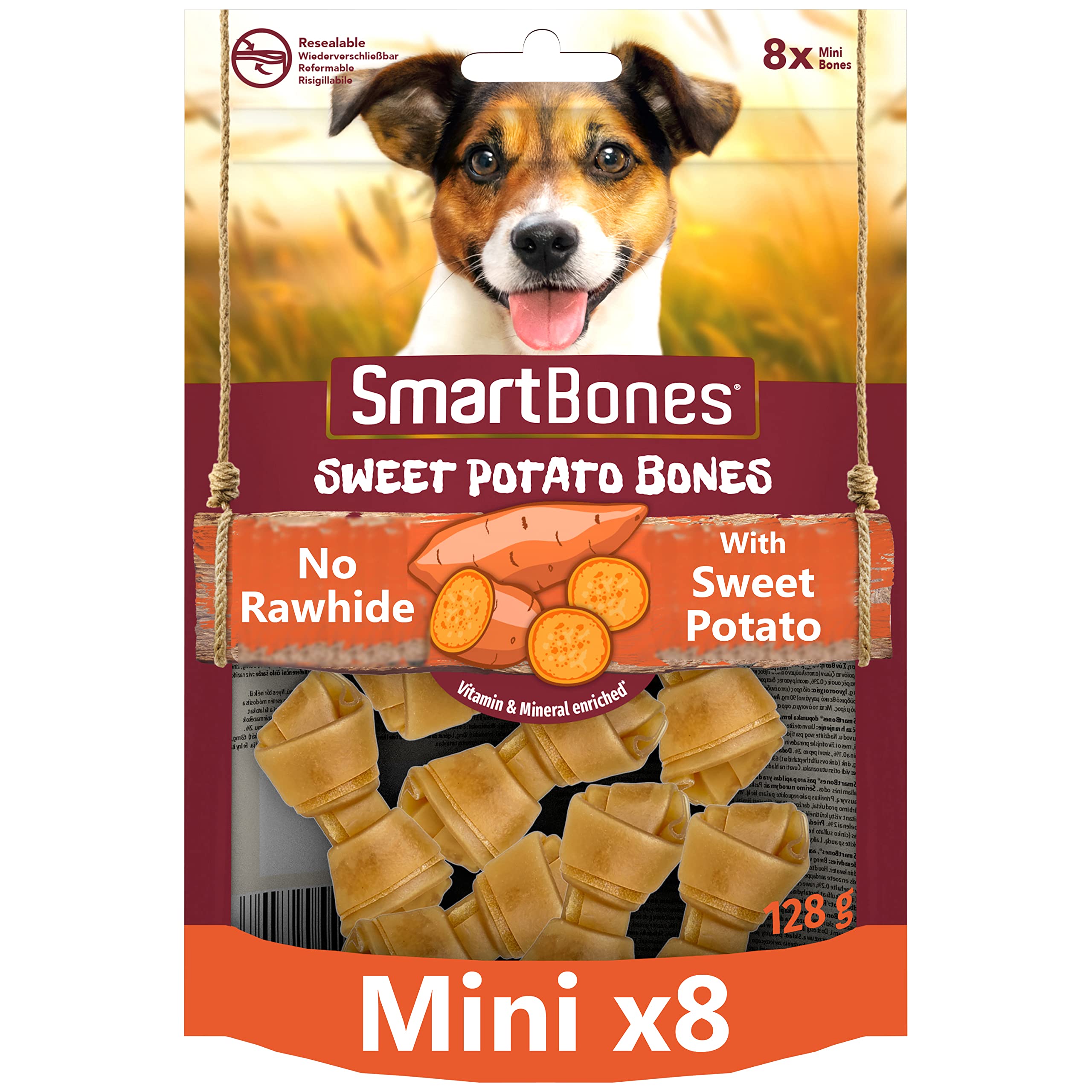 Smartbones 8 Mini Sweet Potato Bones Rawhide Free Chew Dog Treats