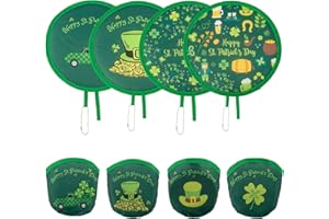 HAGSFIRE 4 Pcs Round Foldable Hand Fans, 4 Styles Handheld Fans Foldable Cooling Fans, Round Japanese Folding Fans Handheld for Indoor Outdoor Travel, Events, Festival, Party Decoration (Clover)