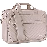 VANKEAN Fashion Laptop Briefcase for Women, TSA Friendly Expandable 17 Inch Waterproof Computer Bag With RFID Pocket, Work Messenger Bag for Business, Light Dusty Pink
