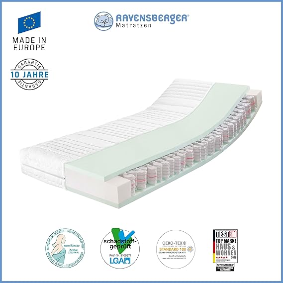 Ravensberger RAVOspring 7-Zonen-Taschenfederkernmatratze H 2 (45-80 kg) Medicore-SL 100x200 cm