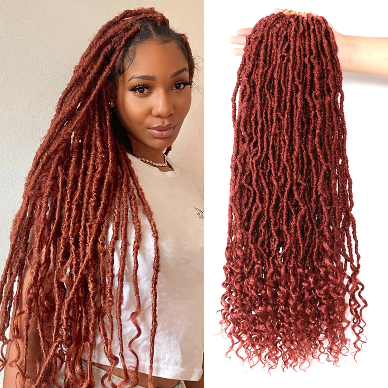Faux Locs Crochet Hair-Soft Locs Crochet Braids Hair Extensions Goddess Braids Extensions Hair (#350, 24Inch (Pack of 8) curly end) — image 1