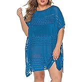 Chalier Womens Swimsuit Coverup Crochet Bathing Suit Cover Up, Plus Size Beach Cover Ups Hollow Out Bikini Dress