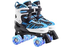 ECOO Roller Skates for Girls Boys Ages 4-12, Toddler Kids 4 Size Adjustable Light up Wheels Beginner Skates